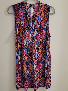 Scarlett Sleevless V-neck Midi Dress Ikat Print Size L